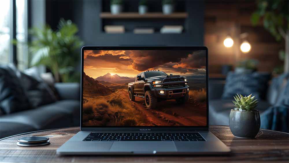 Fond d'écran camion 4x4- noir désert, 4K, coucher de soleil, montagnes, tout-terrain, aventure, téléchargement gratuit