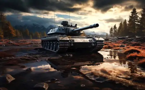 Powerful tank wallpaper 4K HD in a dramatic landscape.