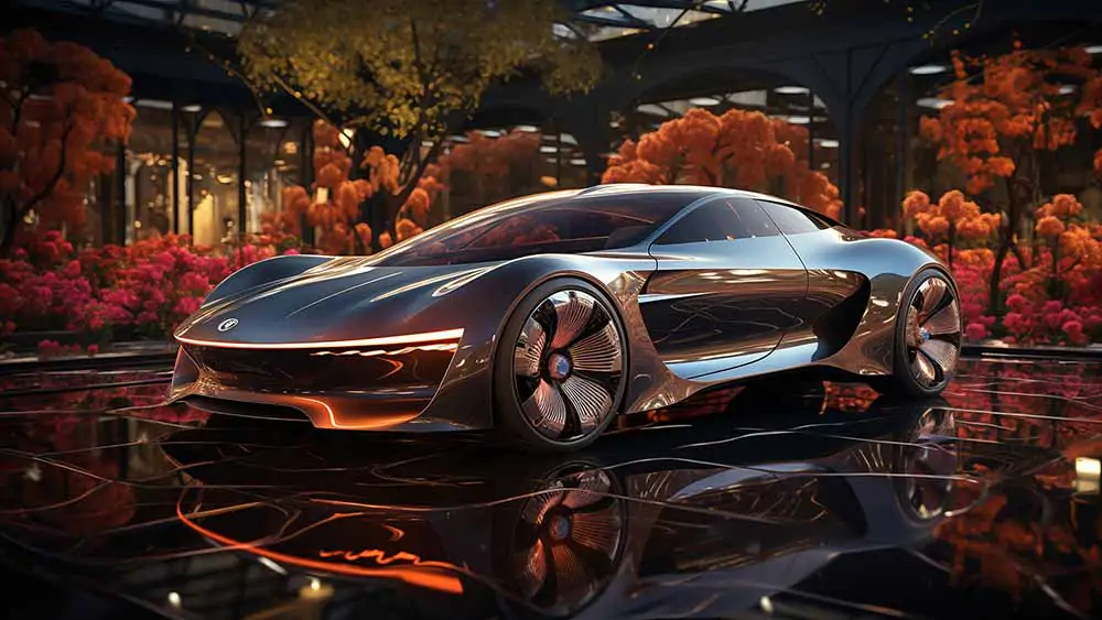 Concept car futuriste dans un cadre moderne fond d'écran 4K HD téléchargement gratuit