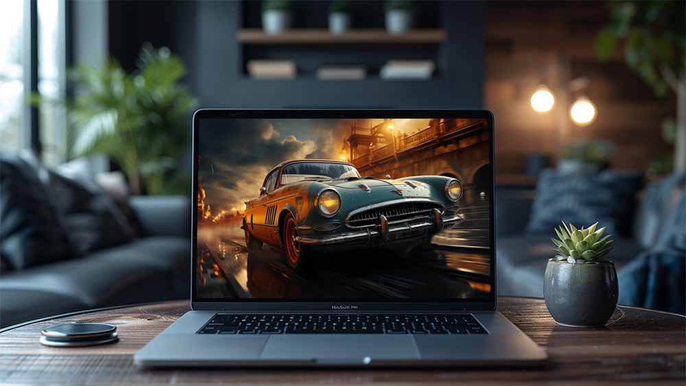 Voiture de course classique Chevrolet vintage, nuit, ville, pluie, fond d'écran, 4K, néons, vitesse, téléchargement gratuit