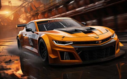 Téléchargement gratuit de fond d'écran de voiture de course Chevrolet Camaro 4K HD