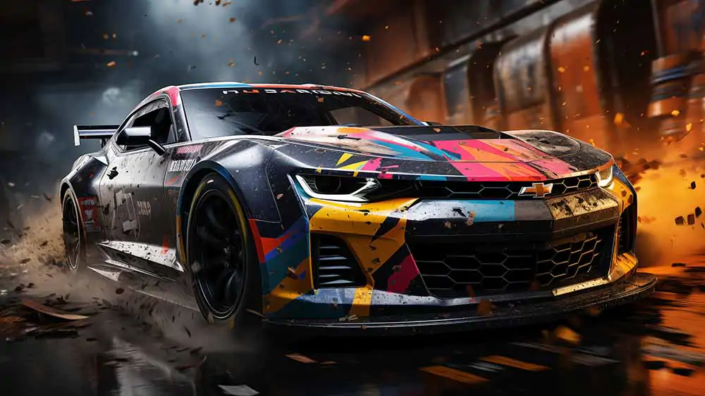 Need for Speed Heat, Chevrolet Camaro, custom car, graffiti, wallpaper, 4K, racing, urban, HD free download