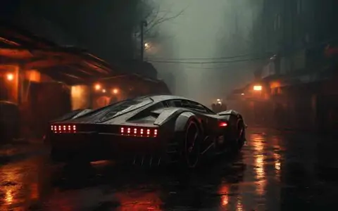 Cyberpunk Car in Misty Night Wallpaper | HD & 4K Free download