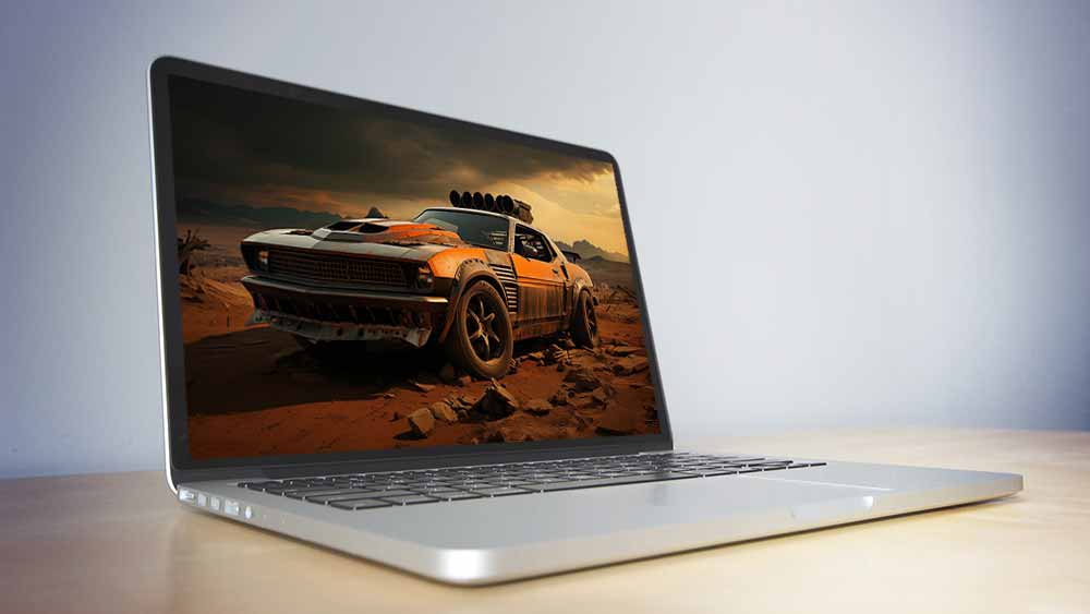 Voiture Muscle car post-apocalyptique Mad Max dans le désert, patiné, modifié, fond d'écran 4K HD gratuit