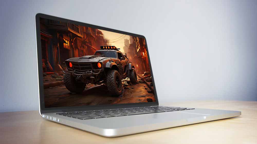 Muscle car modifié dans une ville post-apocalyptique Mad MAx Style fond d'écran 4K HD