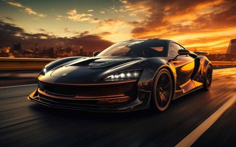 McLaren 720S à toute vitesse au coucher du soleil - Fond d'écran HD et 4K - Téléchargement gratuit