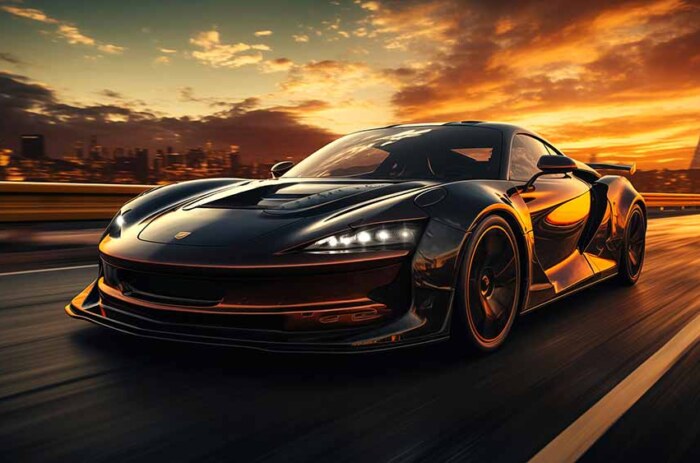 McLaren 720S à toute vitesse au coucher du soleil - Fond d'écran HD et 4K - Téléchargement gratuit