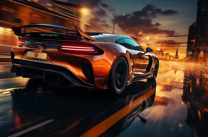 McLaren voiture de sport rouge, pluie, nuit, ville, fond d'écran haute vitesse, 4K, vitesse, mouvement, téléchargement gratuit