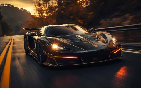 McLaren P1 noire Fond d'écran de vitesse de voiture noire en 4K HD - Téléchargement gratuit