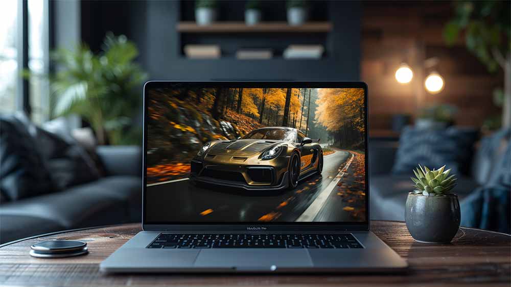 Need for Speed Car Porsche 718 Cayman GT4 RS à travers une forêt d'automne vibrante Fond d'écran HD 4K