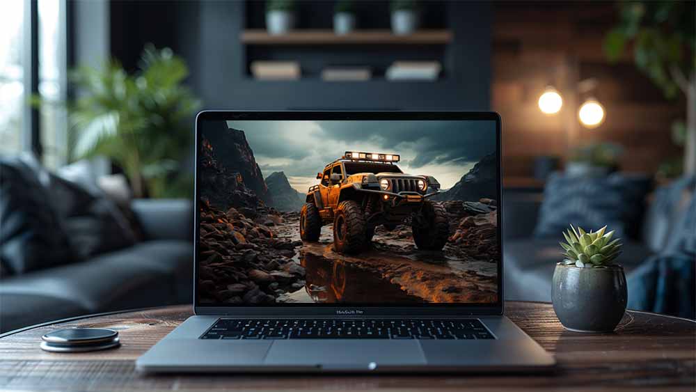 Orange Jeep Wrangler 4x4 Off-Road Wallpaper HD 4K - Conquérir les montagnes rocheuses au coucher du soleil. Téléchargement gratuit.