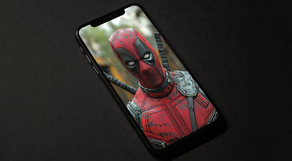 Deadpool 4K wallpaper in urban setting, realistic superhero costume with katanas against city Free background Ultra HD quality for pc and mobile