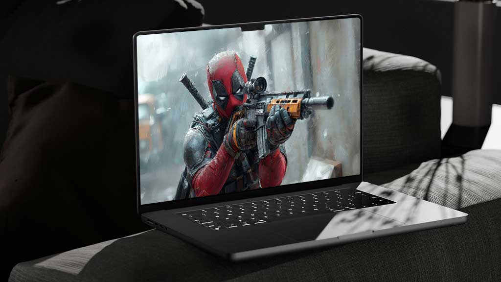 Fond d'écran Deadpool 4K Scène de combat de peinture artistique avec équipement tactique et arrière-plan de super-héros d'action Ultra HD pour ordinateur de bureau et téléphone
