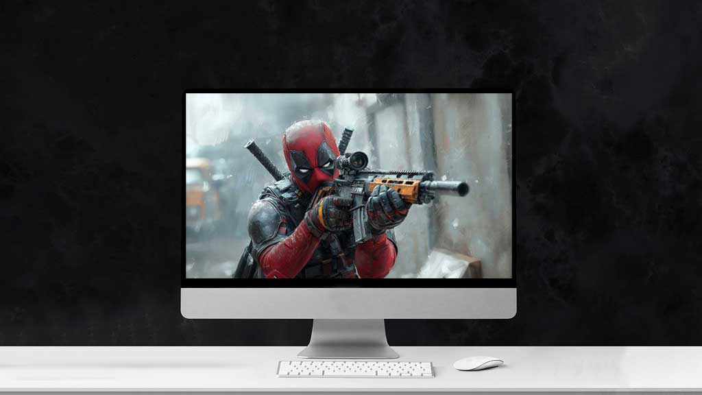 Fond d'écran Deadpool 4K Scène de combat de peinture artistique avec équipement tactique et arrière-plan de super-héros d'action Ultra HD pour ordinateur de bureau et téléphone