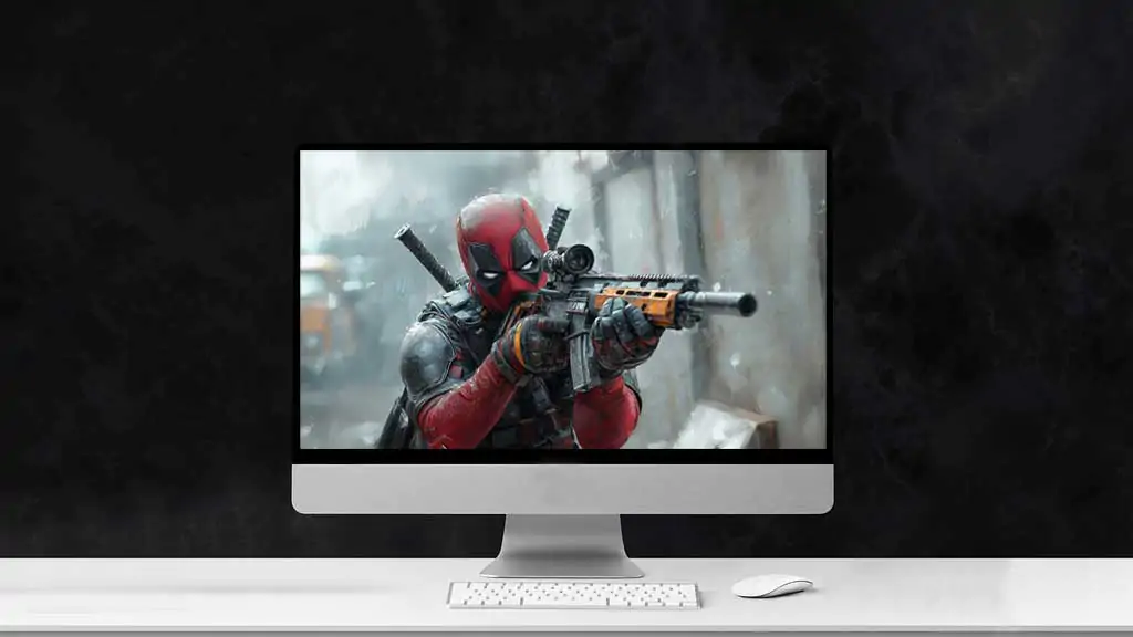 Deadpool 4K wallpaper Art painting combat scene with tactical gear and action superhero background Ultra HD for desktop and phone