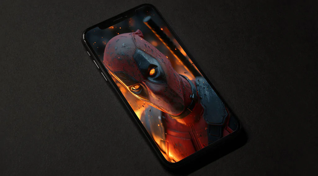 Deadpool 4K wallpaper Marvel superhero dramatic fire effects,background, available in Ultra HD for desktop and mobile