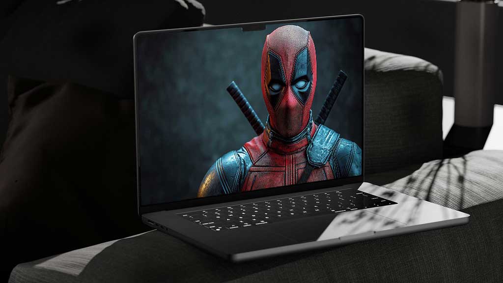 Fond d'écran Deadpool 4K avec portrait détaillé en gros plan avec masque et armure texturés, katanas en Ultra HD pour ordinateur de bureau et mobile