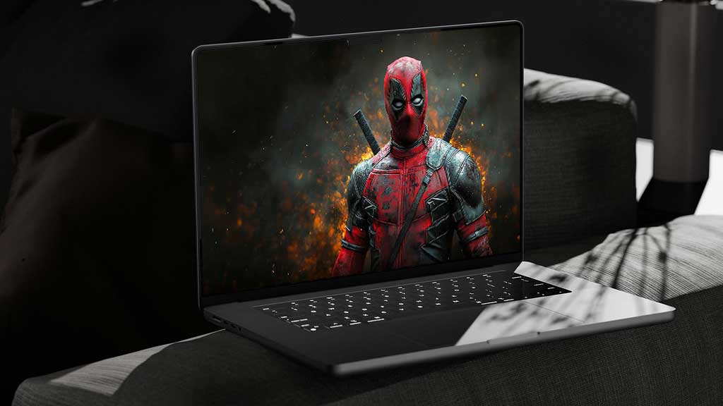 Fond d'écran Deadpool 4K avec un costume porté au combat avec des effets explosifs et des étincelles Résolution Ultra HD pour ordinateur de bureau et mobile