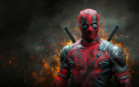 Fond d'écran Deadpool 4K avec un costume porté au combat avec des effets explosifs et des étincelles Résolution Ultra HD pour ordinateur de bureau et mobile