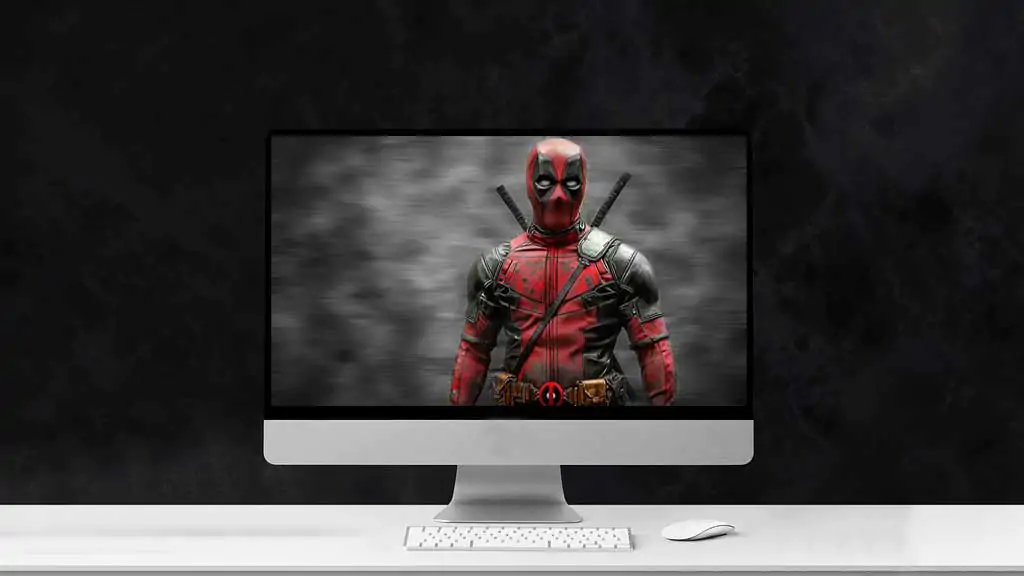 Deadpool 4K wallpaper pose with katanas against misty background, available in HD resolution for PC and mobile devices Free download