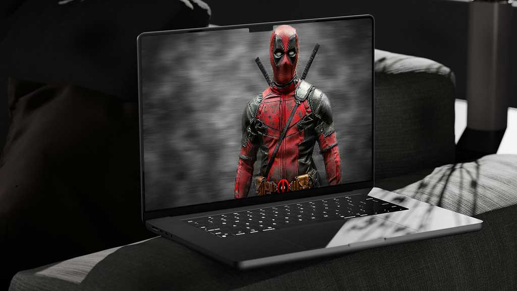 Fond d'écran Deadpool 4K en pose avec katanas sur fond brumeux, disponible en résolution HD pour PC et appareils mobiles Téléchargement gratuit