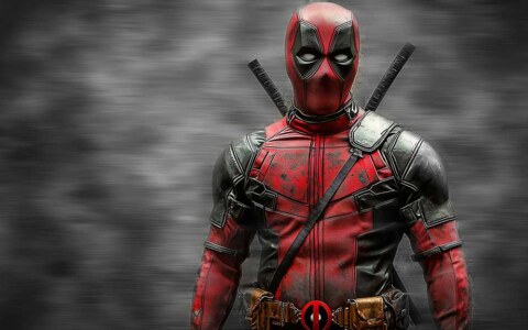 Deadpool 4K wallpaper pose with katanas against misty background, available in HD resolution for PC and mobile devices Free download