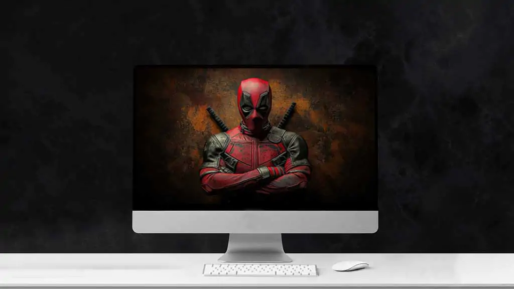 Deadpool 4K wallpaper crossed-arms with bronze textured background, available in ultra HD for desktop and phones Free Download