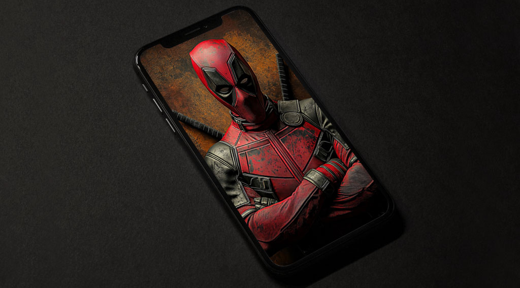 Deadpool 4K wallpaper crossed-arms with bronze textured background, available in ultra HD for desktop and phones Free Download