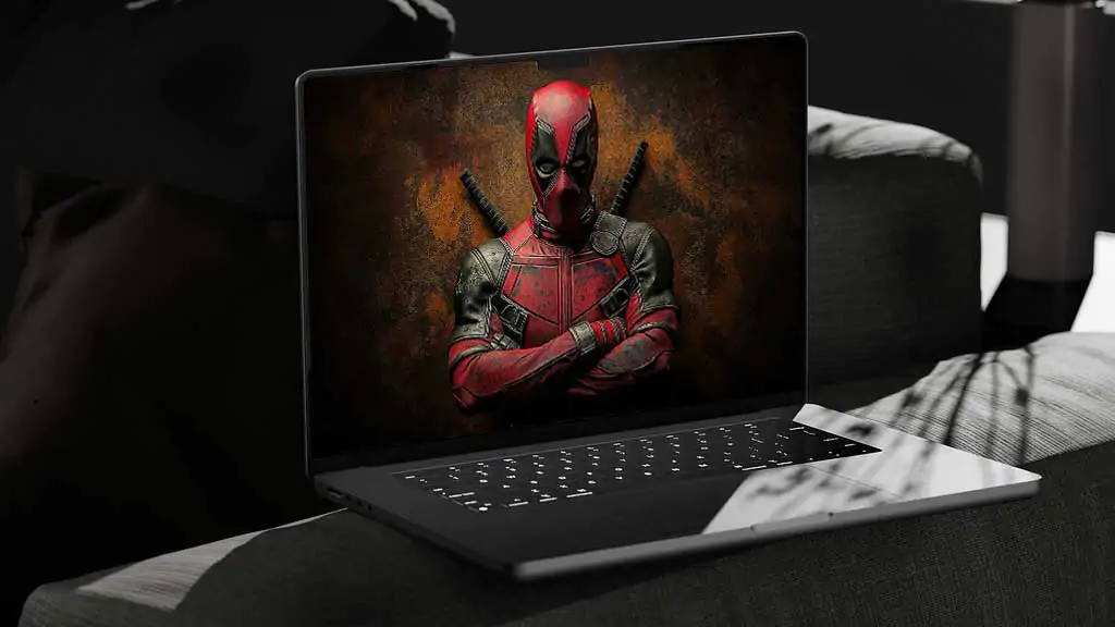 Deadpool 4K wallpaper crossed-arms with bronze textured background, available in ultra HD for desktop and phones Free Download