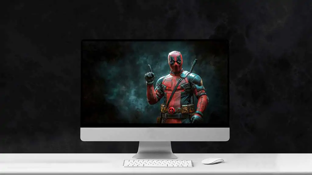 Deadpool 4K wallpaper showing pointing pose with smoke background, available in Ultra HD resolution for all devices Free donwload