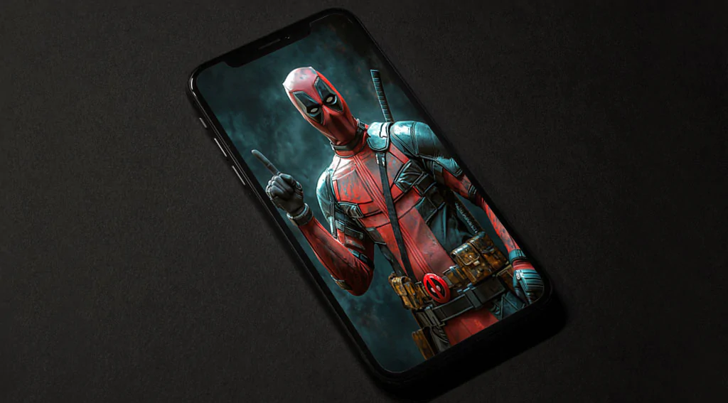 Deadpool 4K wallpaper showing pointing pose with smoke background, available in Ultra HD resolution for all devices Free donwload