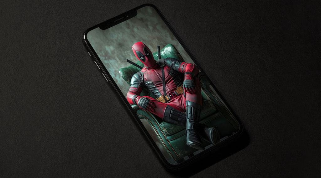 Deadpool armchair wallpaper 4k superhero seated in green leather armchair, available in Ultra HD resolution background for all devices