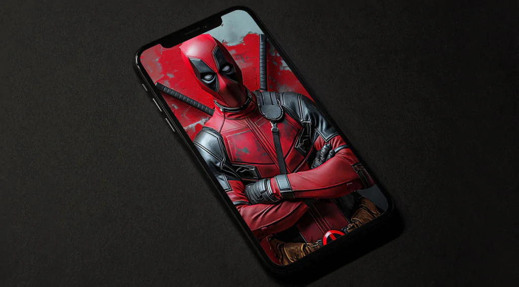 Deadpool wallpaper in 4K Ultra HD , Marvel superhero standing against a graffiti-covered wall. Available for desktop and mobile formats.