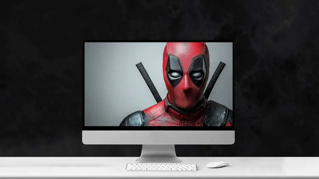 Fond d'écran Deadpool en 4K Ultra HD mettant en vedette l'anti-héros Marvel isolé sur un fond blanc. pour tous les ordinateurs de bureau