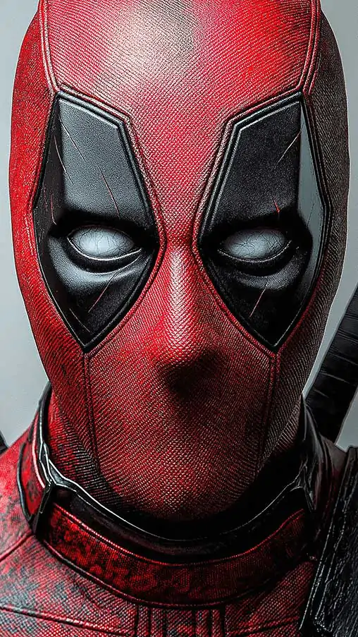 Fond d'écran Deadpool en 4K Ultra HD mettant en vedette l'anti-héros Marvel isolé sur un fond blanc. pour téléphones iPhone et Android