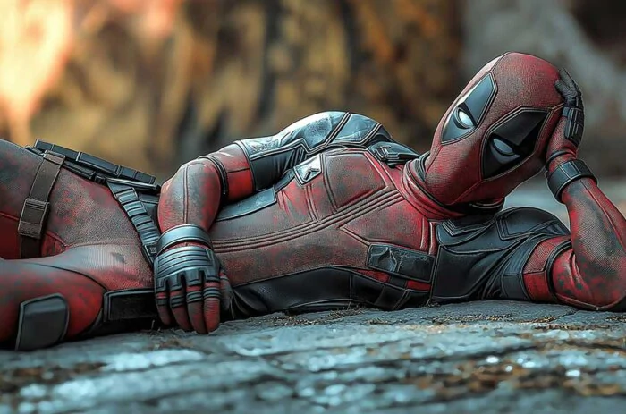 Fond d'écran Deadpool en 4K Ultra HD avec Wade Wilson allongé. Une image audacieuse et élégante pour tous les appareils.