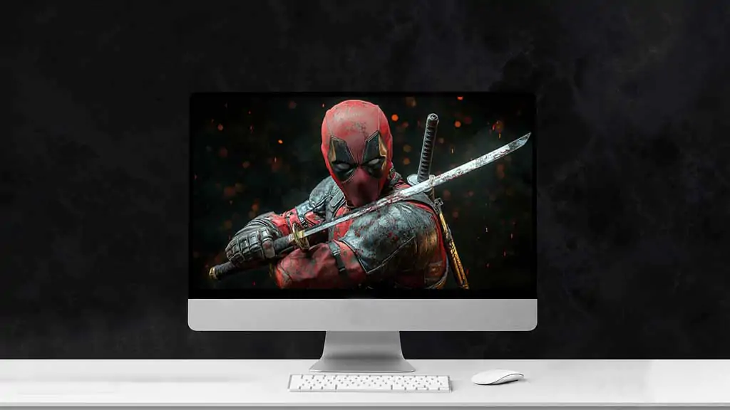 Deadpool wallpaper 4K , wade wilson holding a katana with a dynamic pose Ultra HD background horizontal for desktops