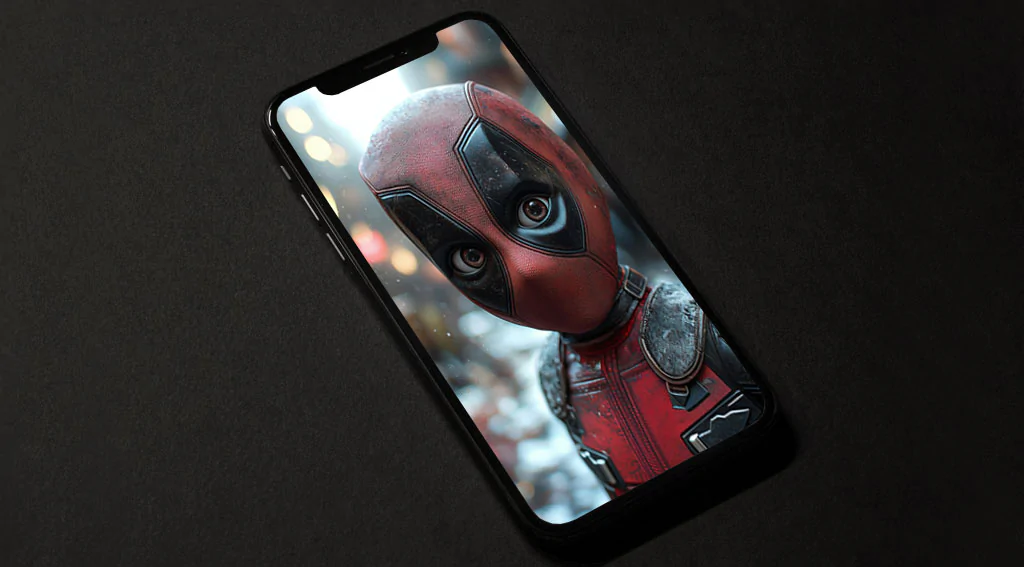 Cute baby Deadpool wallpaper in 4K resolution, featuring a younger version of the Ultra HD background; for phones and iphones