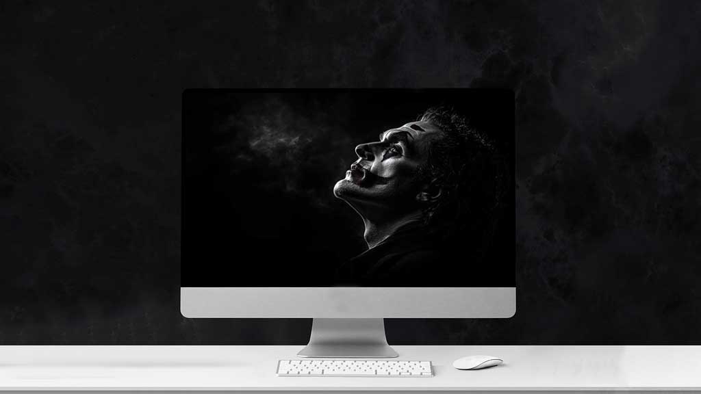 Fond d'écran Joker Joaquin Phoenix 4K HD à télécharger gratuitement Arrière-plan dramatique en noir et blanc pour Bureau et Mobile