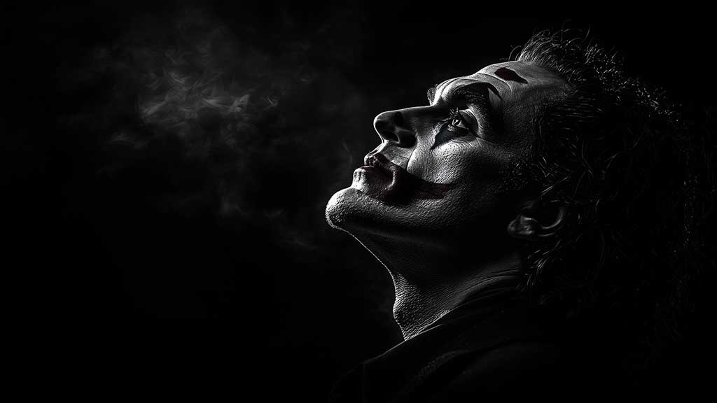 Fond d'écran Joker Joaquin Phoenix 4K HD à télécharger gratuitement Arrière-plan dramatique en noir et blanc pour Bureau et Mobile