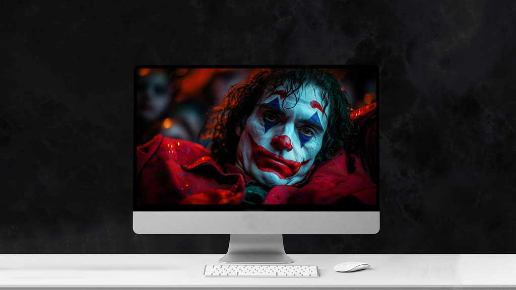 Fond d'écran 4K du portrait du Joker de Joaquin Phoenix | Fond d'écran HD cinématographique en gros plan pour ordinateur de bureau Téléchargement gratuit
