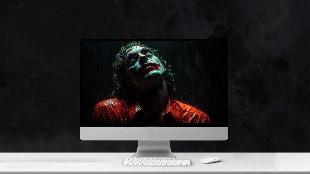 Fond d'écran gratuit Joaquin Phoenix Joker 4K sous la pluie, avec des couleurs et une intensité émotionnelle, pour pc et mobile en haute résolution HD