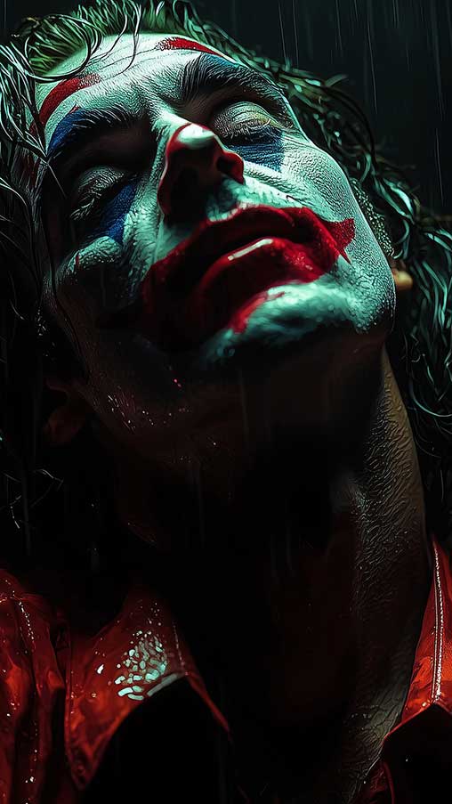 Fond d'écran gratuit Joaquin Phoenix Joker 4K sous la pluie, avec des couleurs et une intensité émotionnelle, pour pc et mobile en haute résolution HD