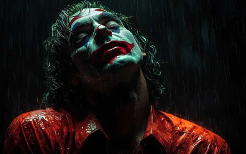 Free Joaquin Phoenix Joker wallpaper 4K in rain, with colors and emotional intensity, for pc and mobile in high resolution HD