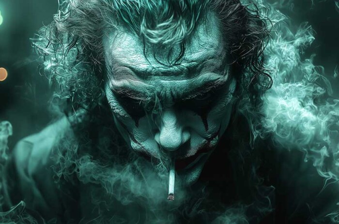 Fond d'écran gratuit Joker 4K green glow, smoke disponible pour ordinateur de bureau et mobile en haute résolution au format Ultra HD