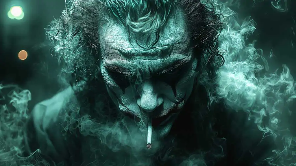 Free Joker wallpaper 4K green glow, smoke available for desktop and mobile in high-resolution Ultra HD format