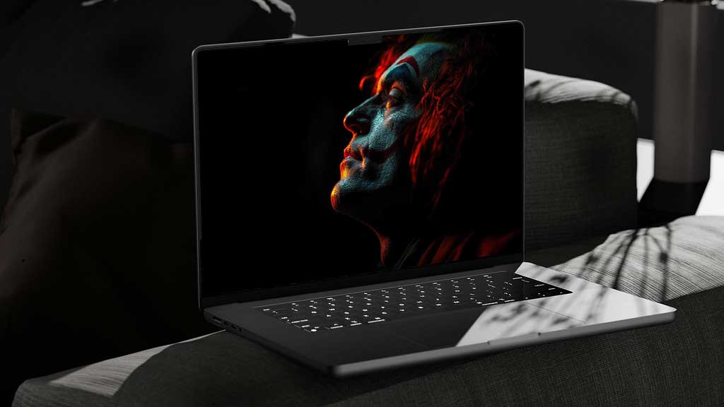 Joaquin Phoenix fond d'écran Joker gratuit 4k éclairage orange et vert sur son visage, ultra HD pour bureau et mobile