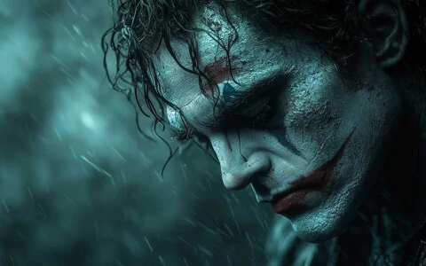 Atmospheric Joker profile wallpaper with rain effects lighting textures and moody ambiance, available in HD and 4K