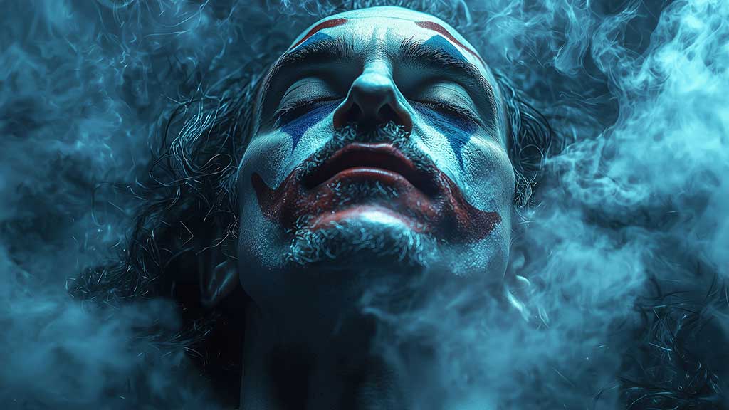 fond écran Joker avec effets de fumée et éclairage atmosphérique détaillé, en HD et 4K