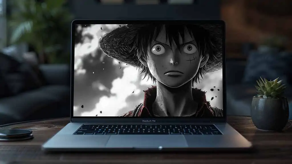 Fond d'écran noir et blanc Monkey D Luffy portrait 4K One piece background Ultra HD artistique free download for PC desktop laptop and mobile phone , iphone